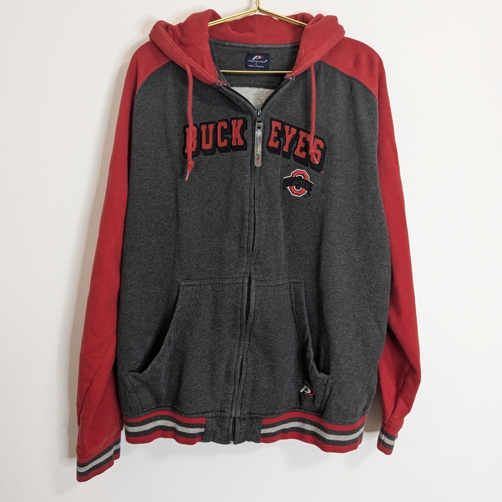 Pro Player Large Men's The Ohio State Buckeyes Full Zip‎ Hoodie Sweater